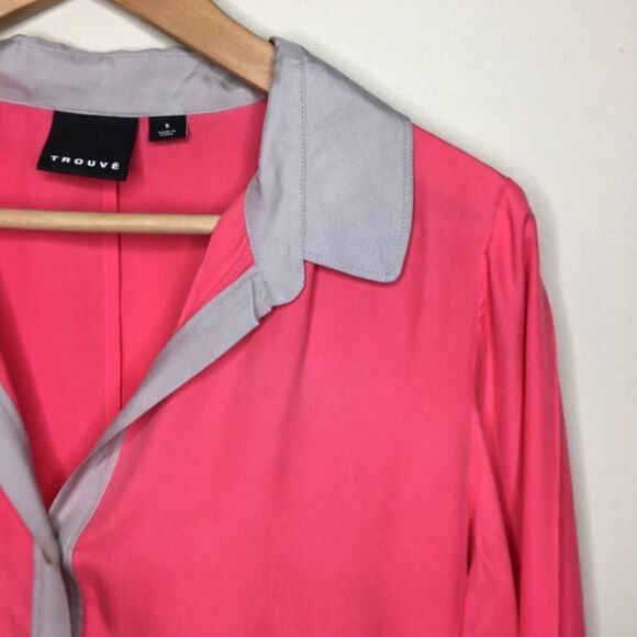 Trouvé Sz S Pink Silk Blouse Button Up - Picture 1 of 7